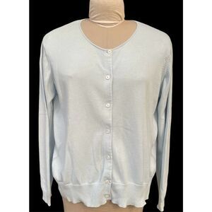 Orvis Baby Blue Cardigan 109% Cotton Sz. XL